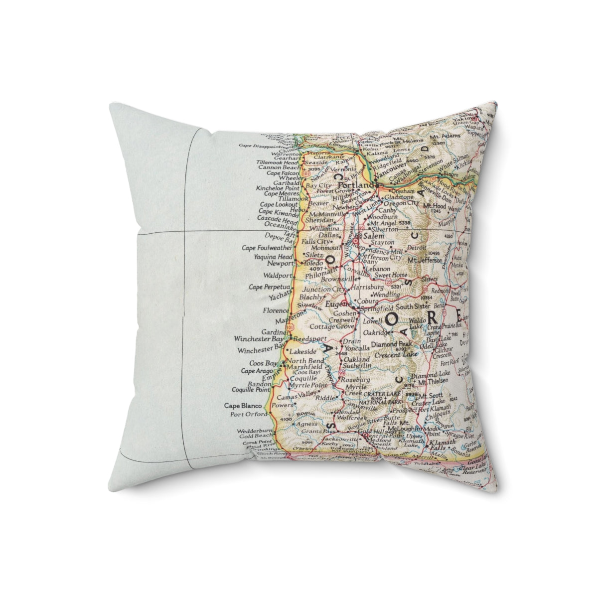 Oregon Coast vintage map pillow