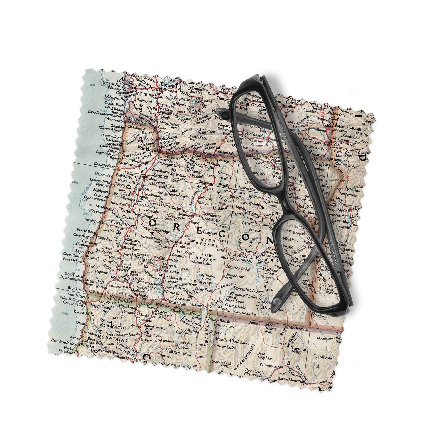 Oregon Map Lens Cloth | Oregon Microfiber Glasses Cleaner | Travel Gift