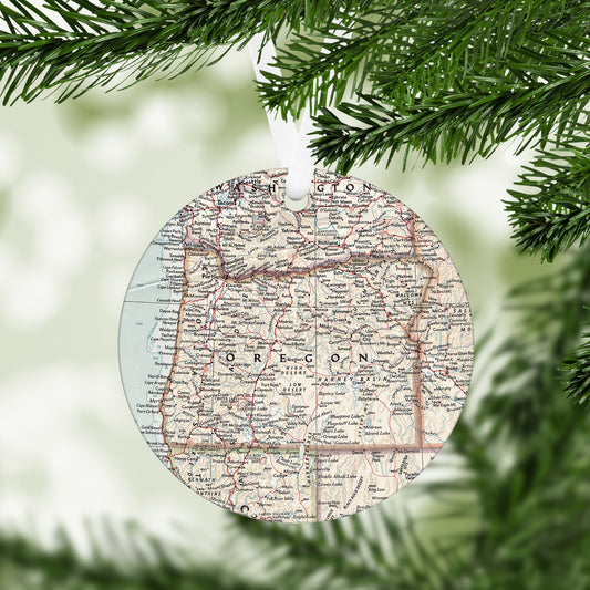Oregon Vintage Map Ornament