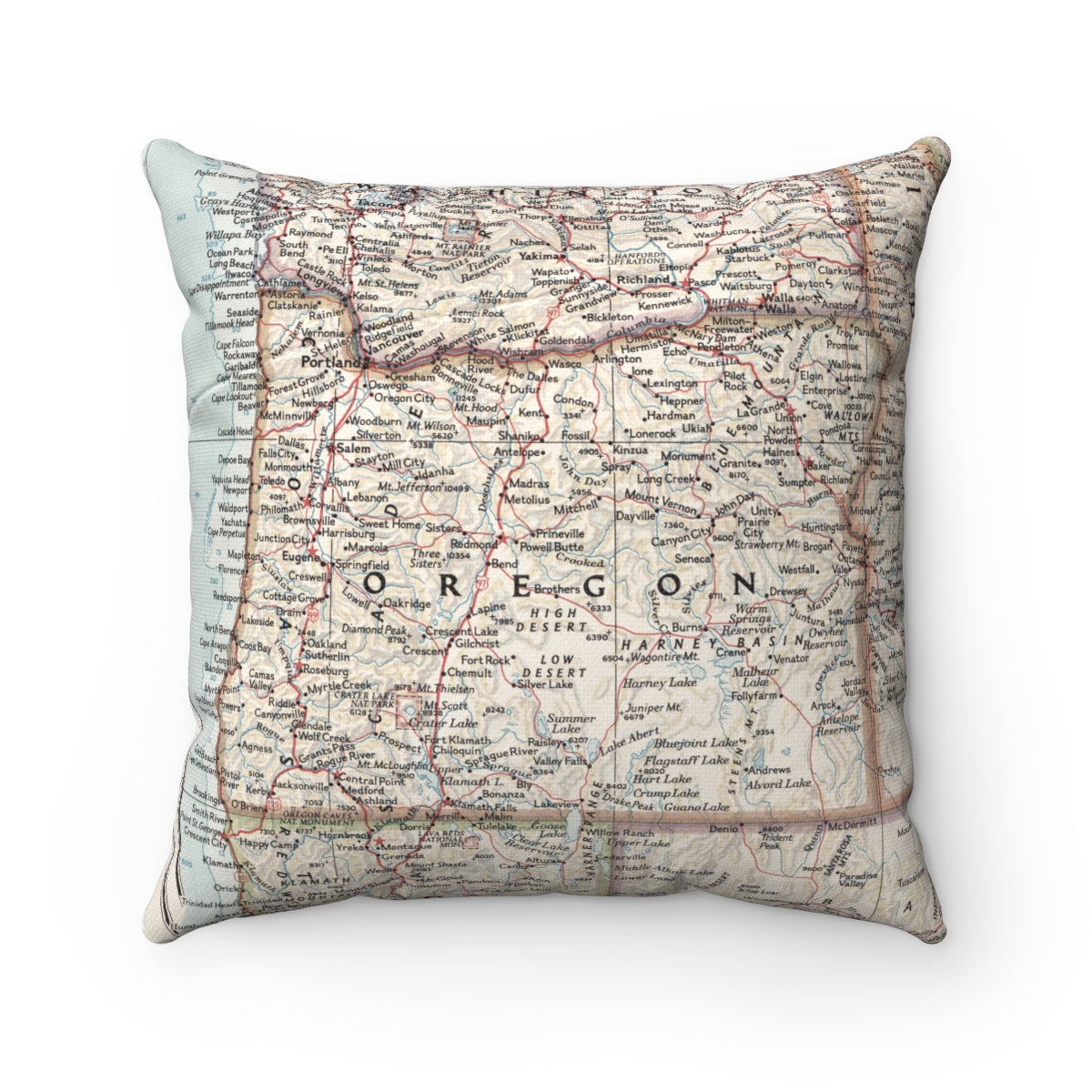 Oregon vintage map pillow