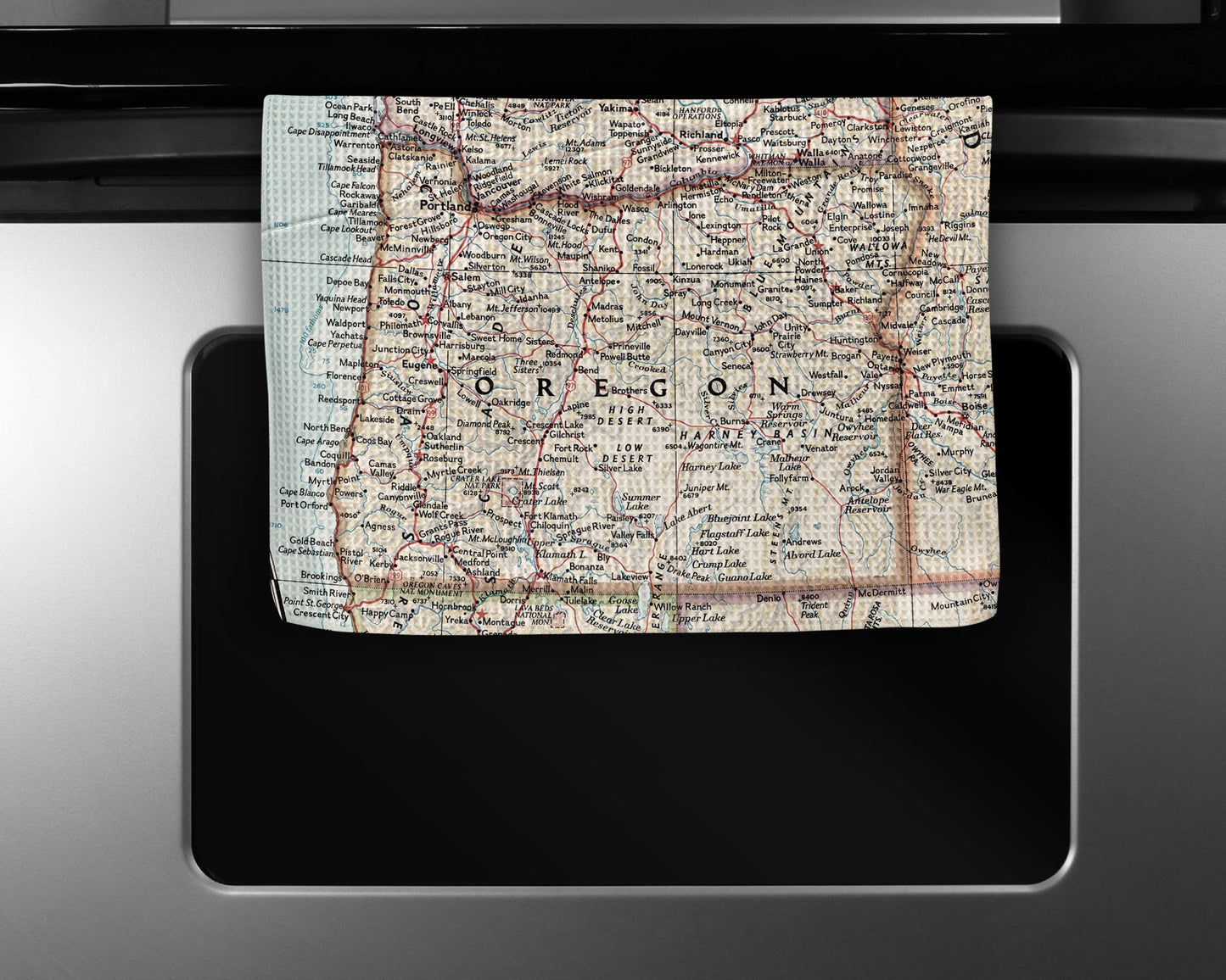 Oregon Map Tea Towel | Waffle-Weave Kitchen Towel Gift