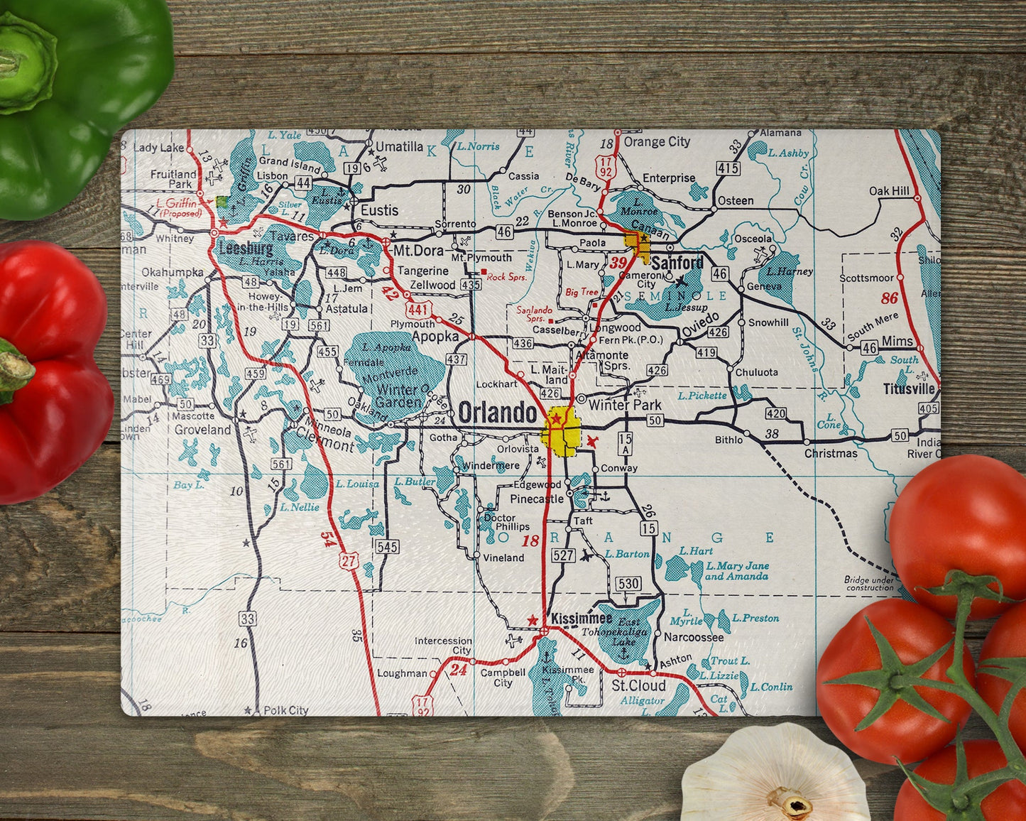 Orlando Florida Map Cutting Board | Travel Gift | Kitchen Decor