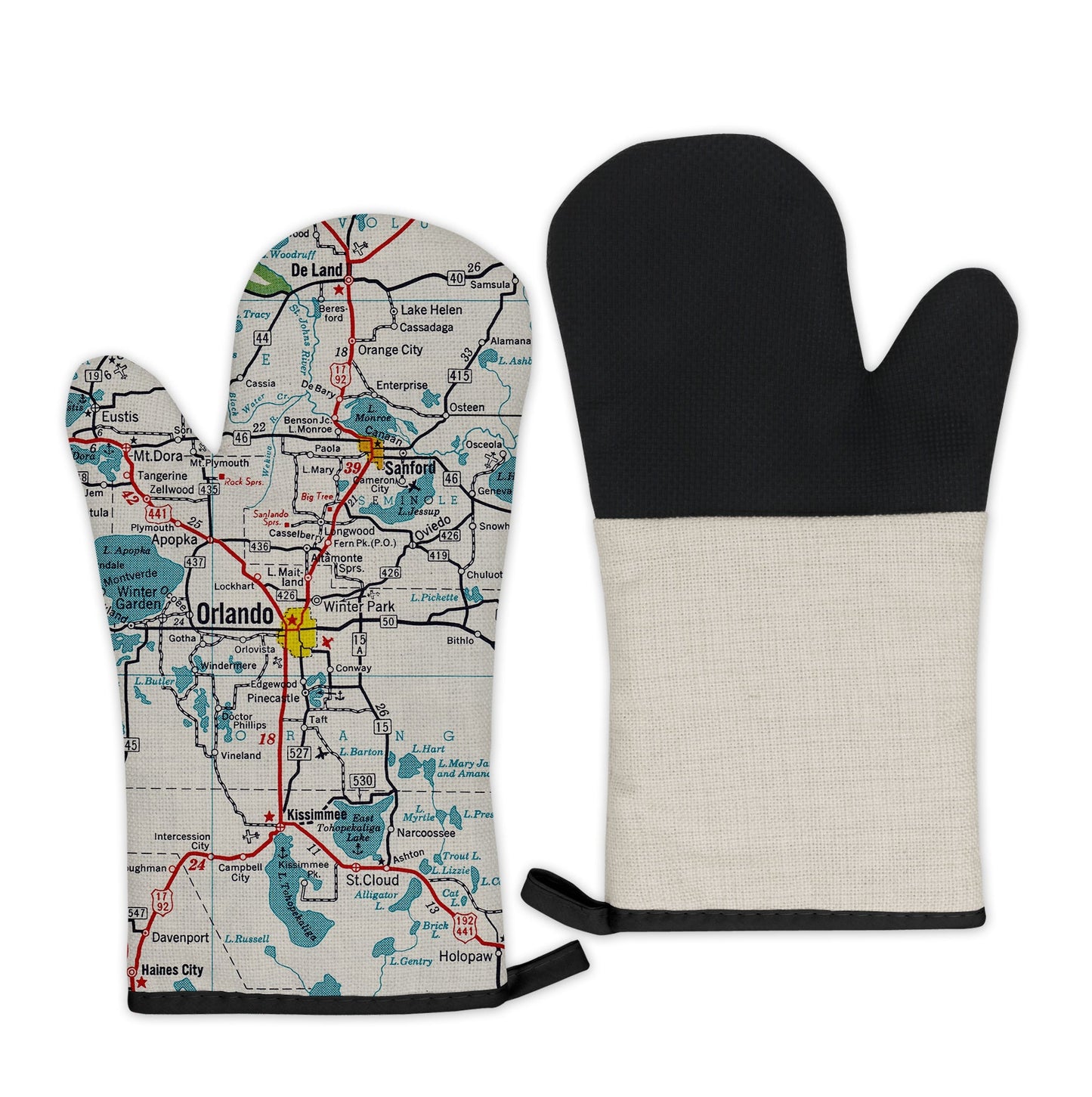 Orlando, Florida Map Oven Mitt | Vintage-Inspired Kitchen Gift