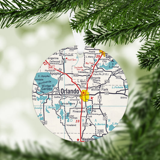 Orlando Florida Vintage Map Ornament