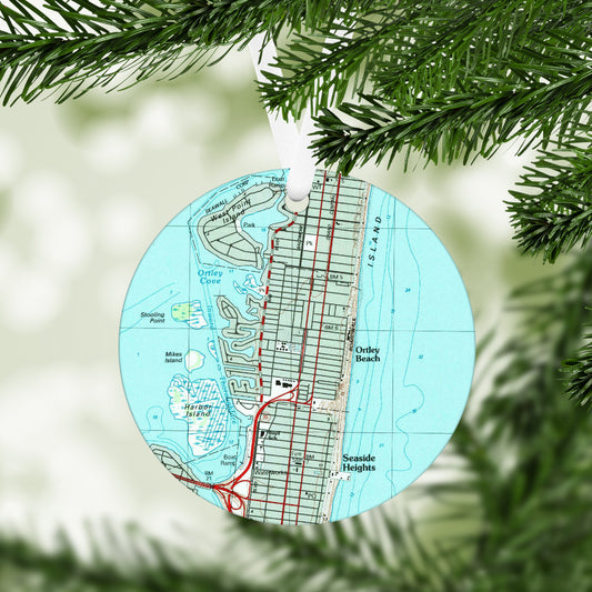 Ortley Beach New Jersey Vintage Map Ornament