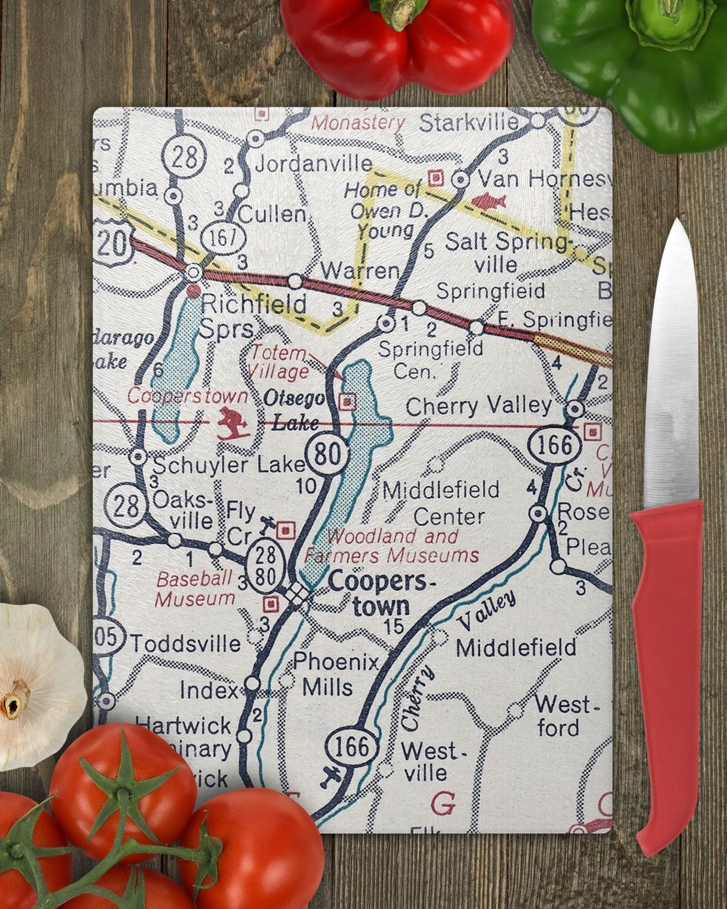 Otsego Lake New York Map Cutting Board | Travel Gift | Kitchen Decor