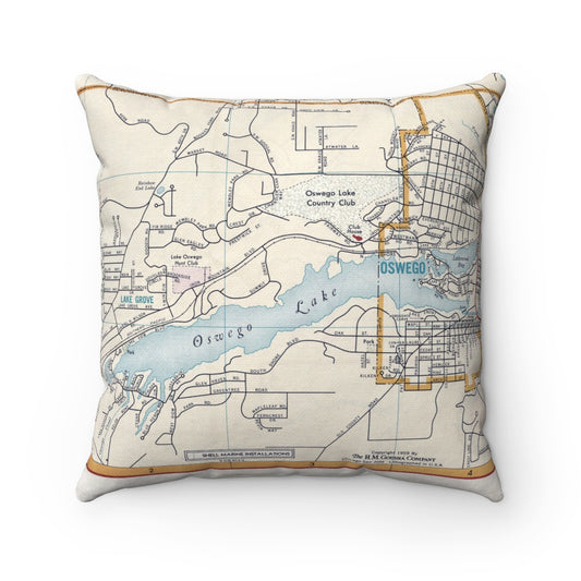 Oswego Lake Oregon vintage map pillow