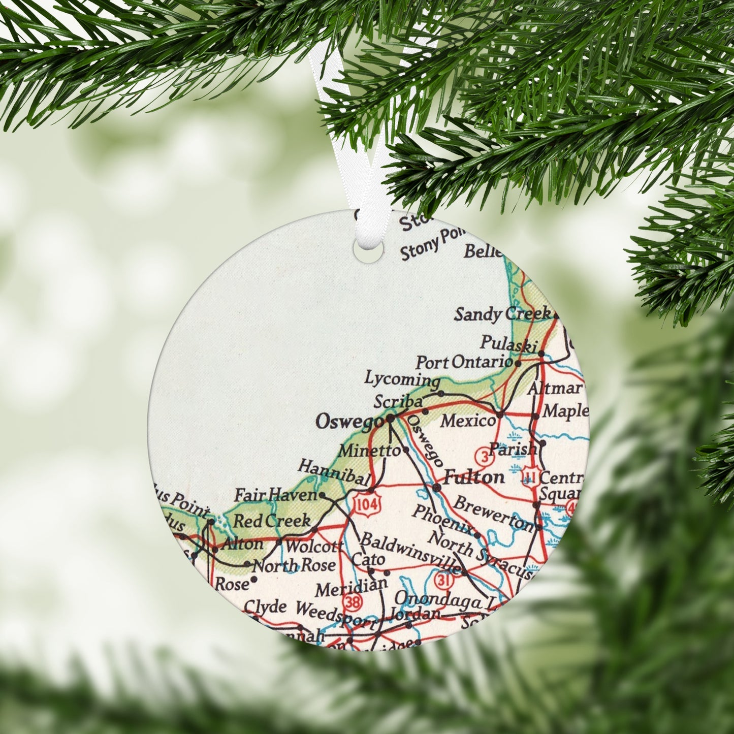 Oswego New York Vintage Map Ornament
