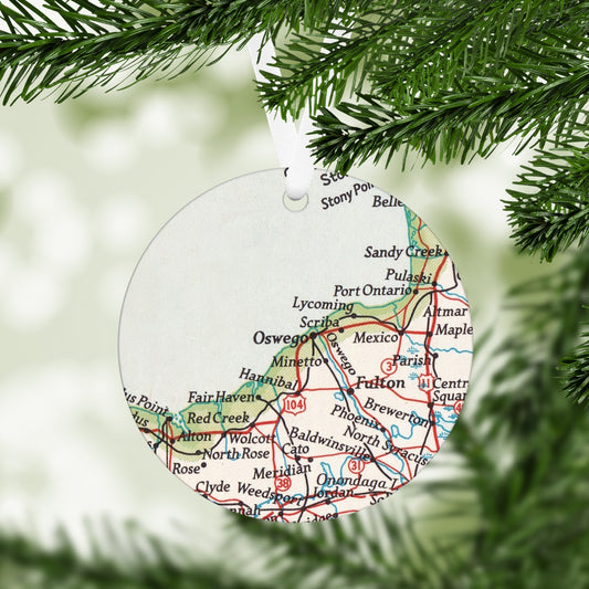 Oswego New York Vintage Map Ornament