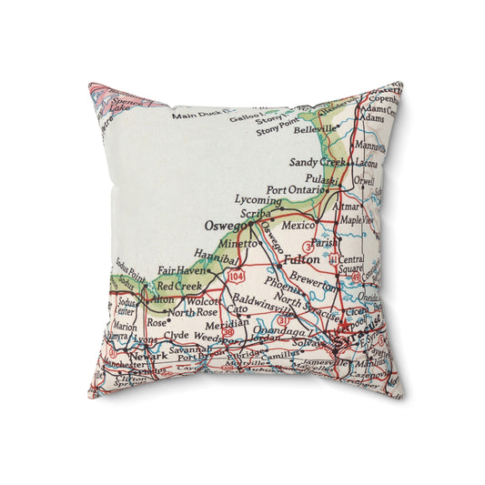 Oswego New York vintage map pillow
