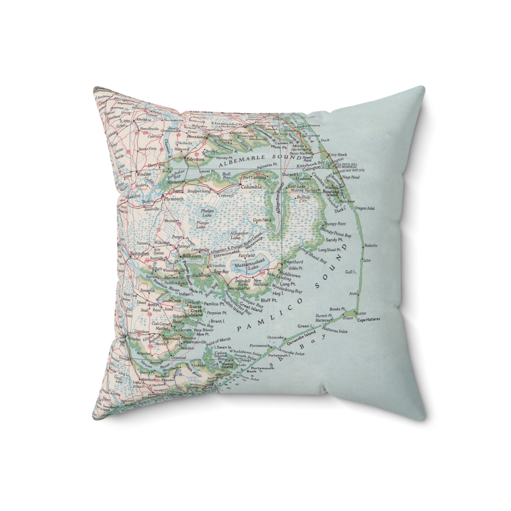 Outer Banks North Carolina vintage map pillow