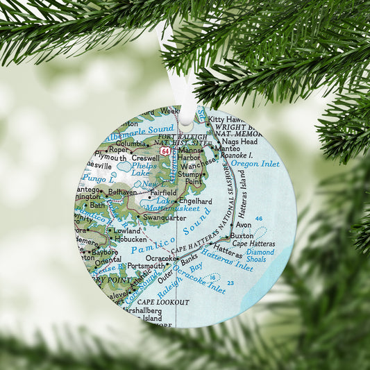 Outer Banks North Carolina Vintage Map Ornament