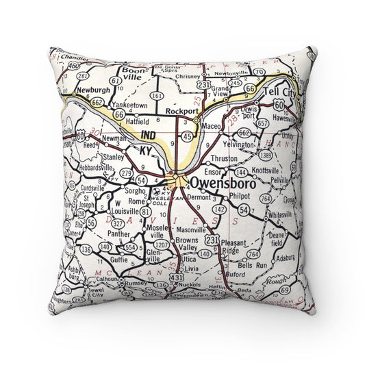 Owensboro Kentucky vintage map pillow