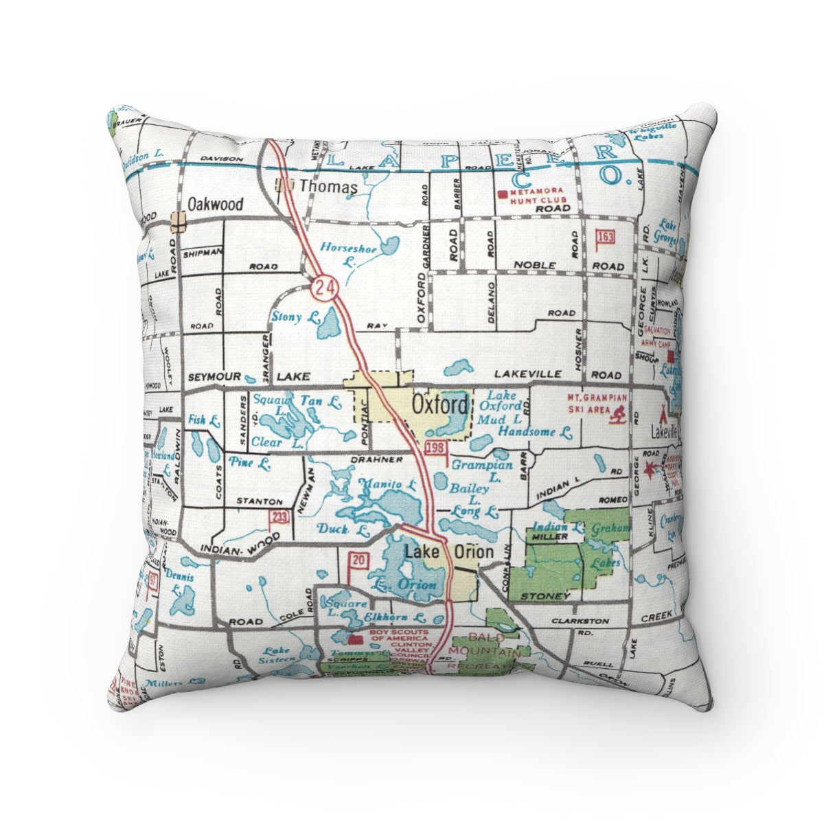 Oxford Michigan vintage map pillow