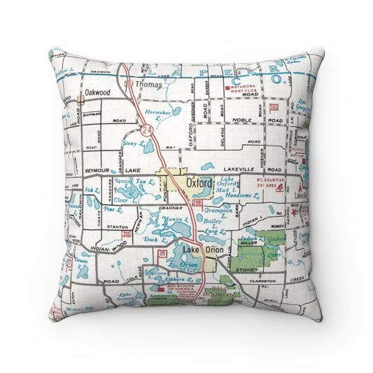 Oxford Michigan vintage map pillow