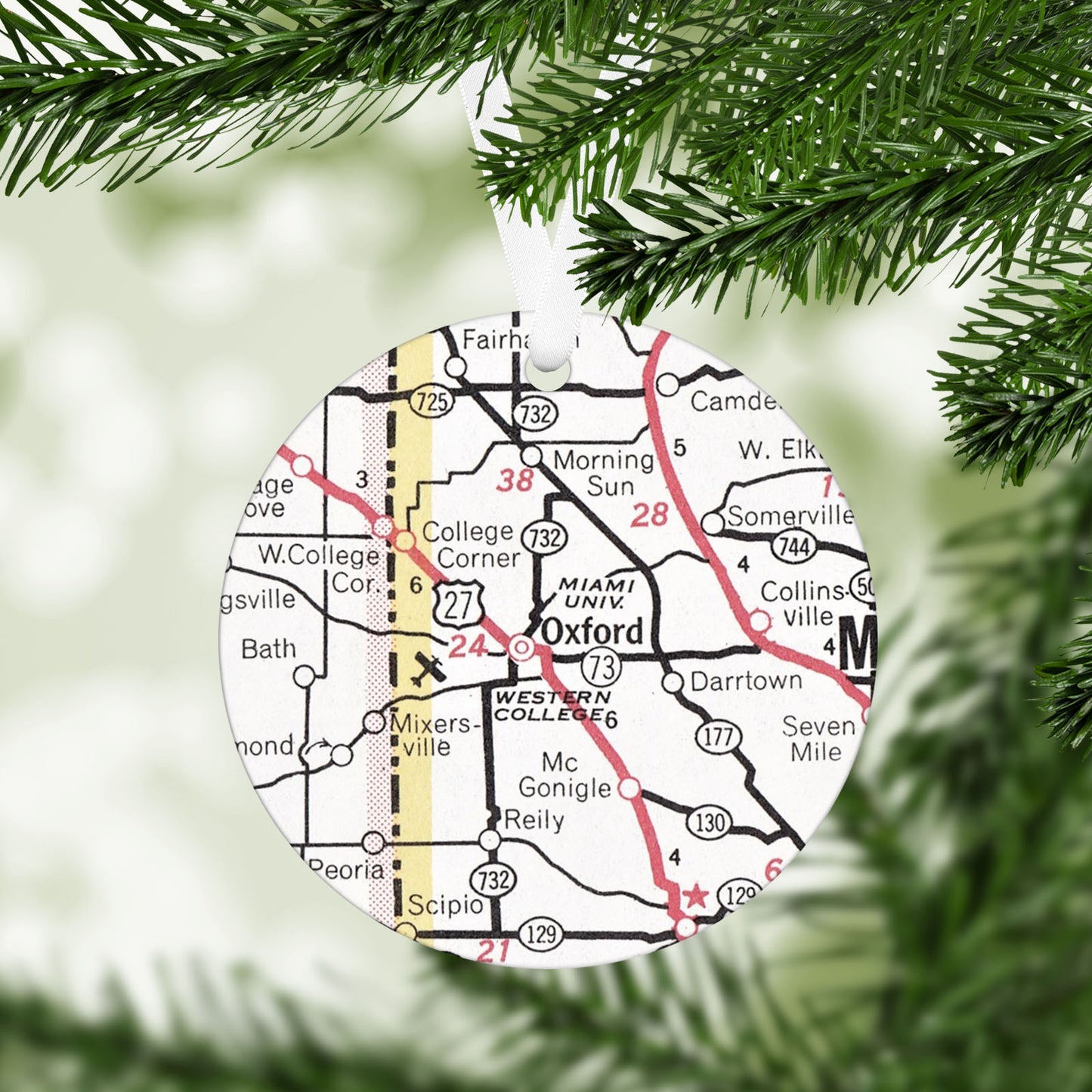 Oxford Ohio Vintage Map Ornament