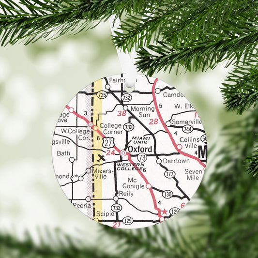 Oxford Ohio Vintage Map Ornament