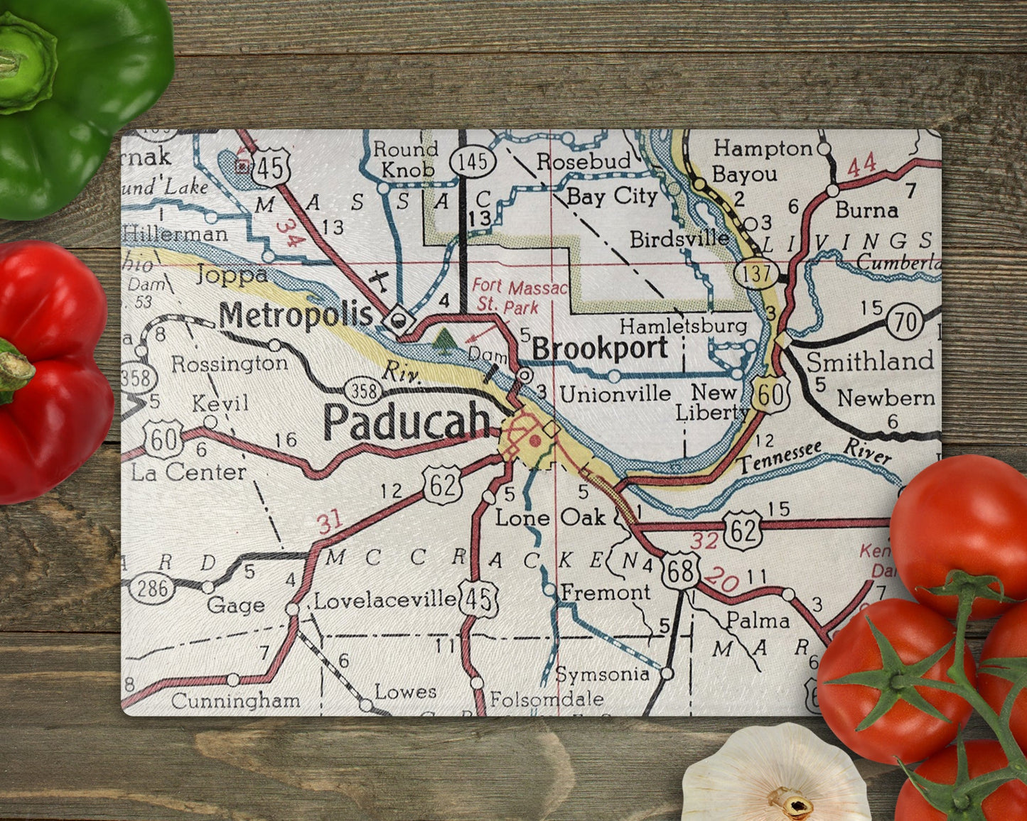 Paducah Kentucky Map Cutting Board | Travel Gift | Kitchen Decor