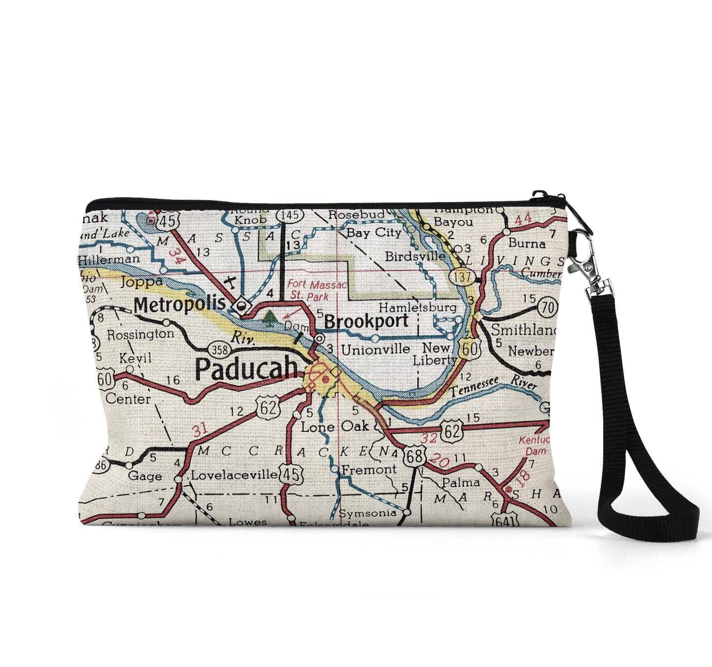 Paducah Kentucky map wristlet travel pouch