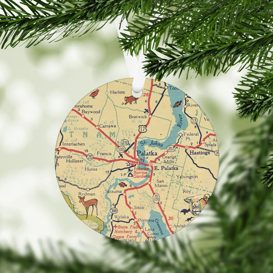Palatka Florida Vintage Map Ornament