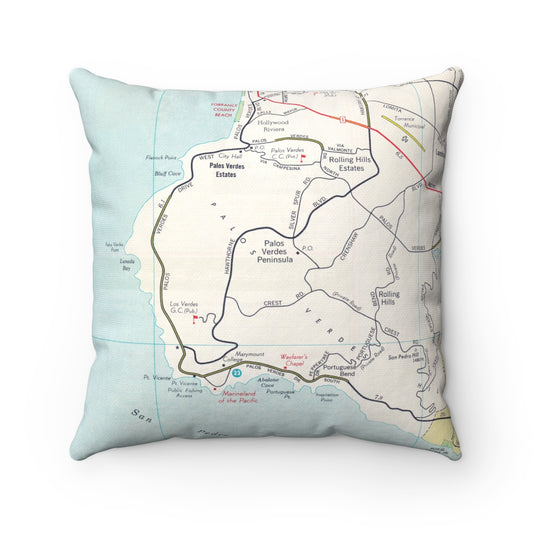 Palos Verdes California vintage map pillow