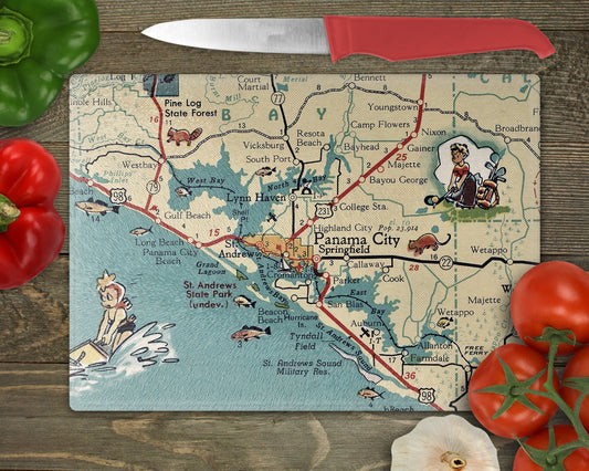 Panama City Florida Map Cutting Board | Travel Gift | Kitchen Decor