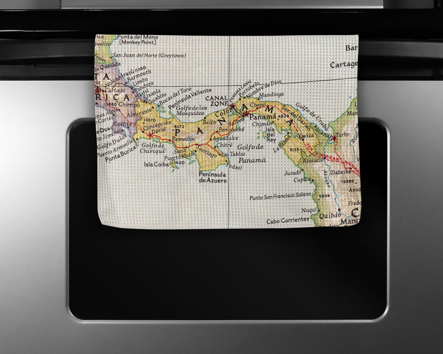 Panama Map Tea Towel | Waffle-Weave Kitchen Towel Gift