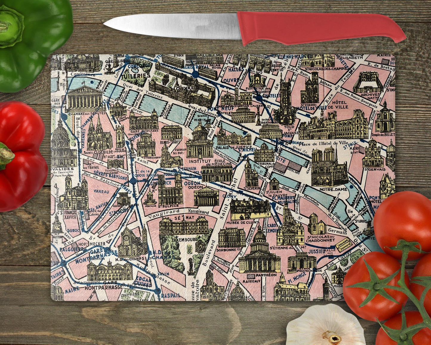 Paris France Map Cutting Board | Travel Gift | Kitchen Decor