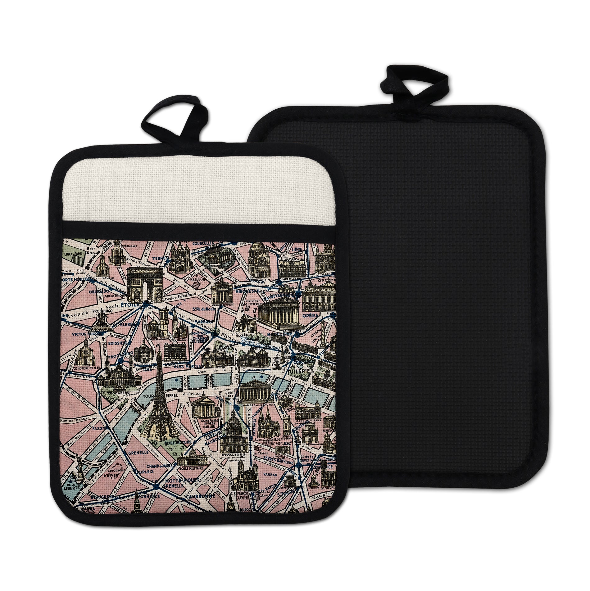 Paris France vintage map hot pad kitchen decor