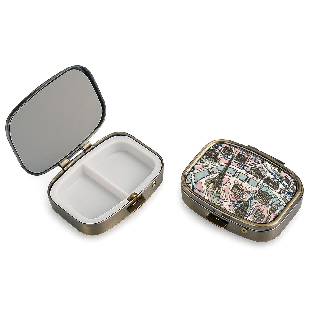 Paris, France vintage map pill case