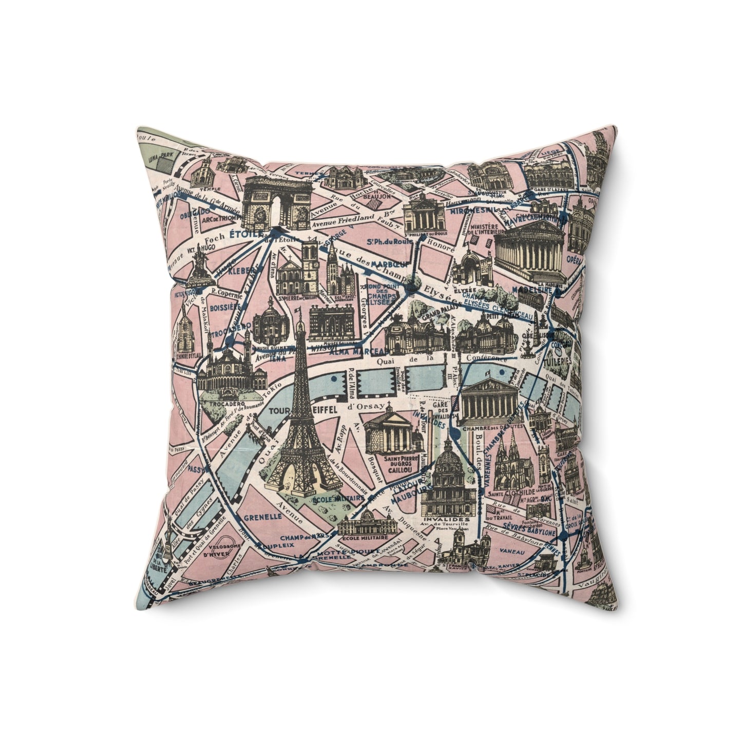 Paris vintage map pillow