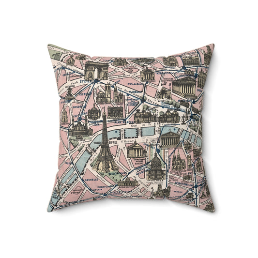 Paris vintage map pillow
