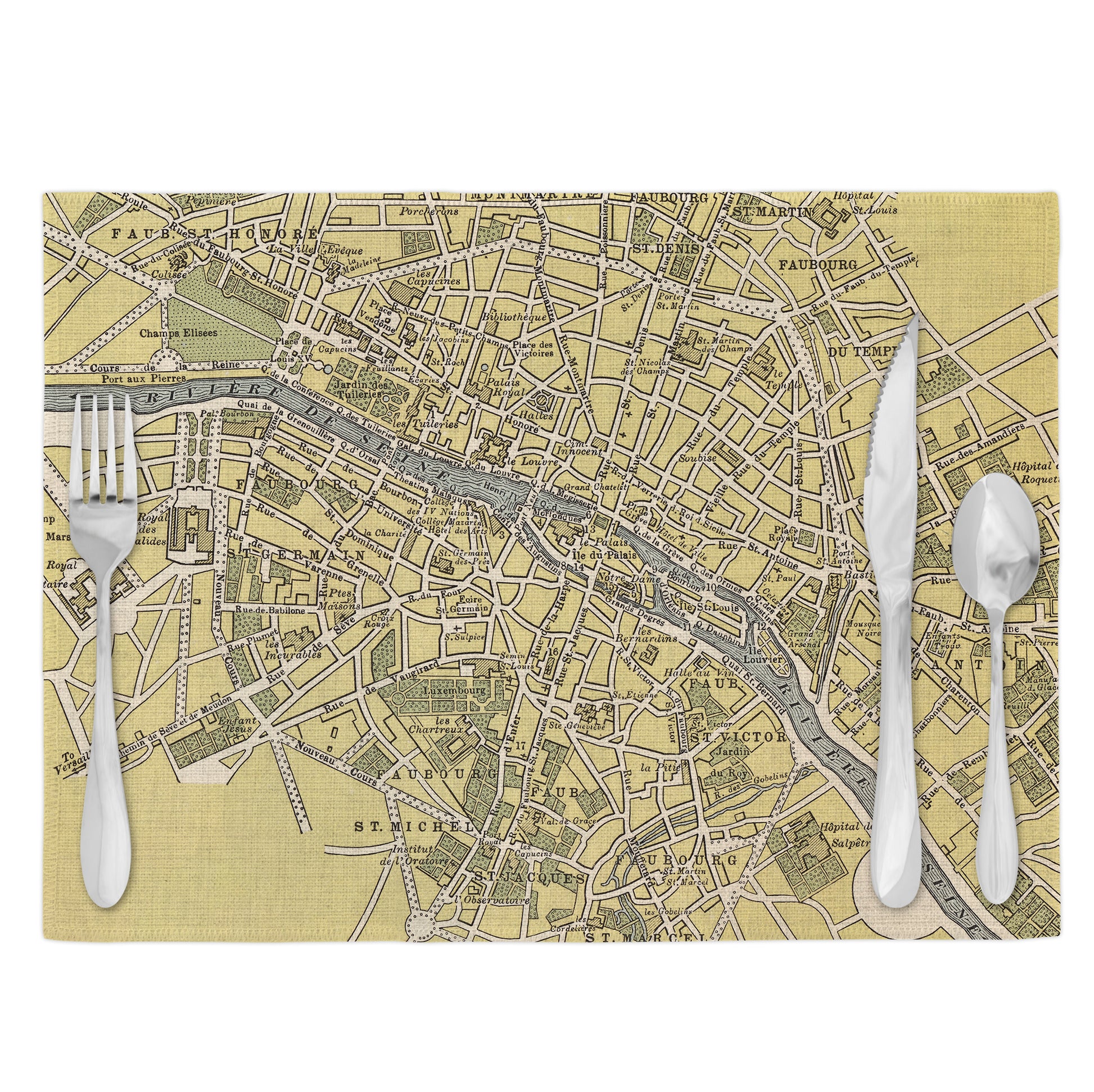 Paris France Vintage Map Placemats Set of 4