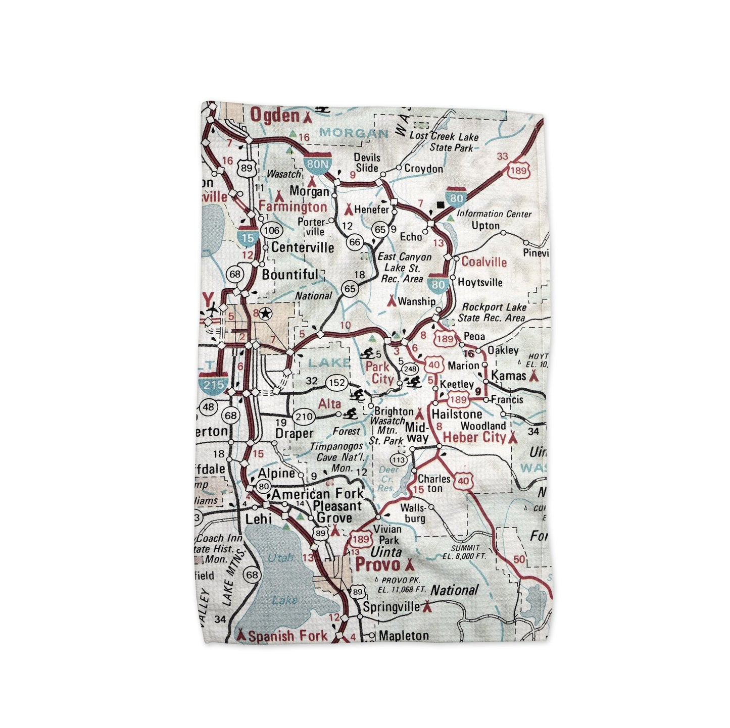 Park City Utah Map Tea Towel | Waffle-Weave Kitchen Towel Gift