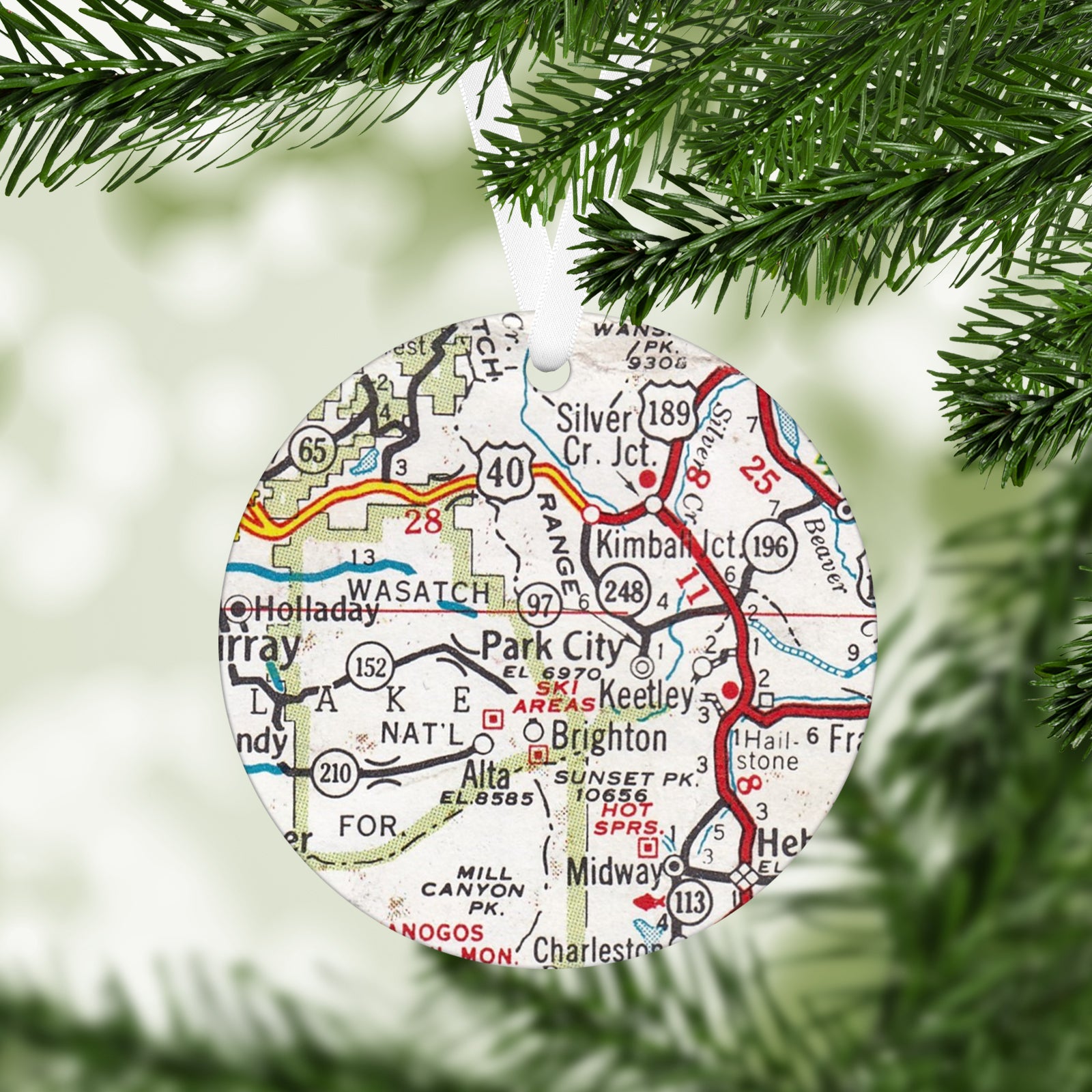Park City Utah Vintage Map Ornament