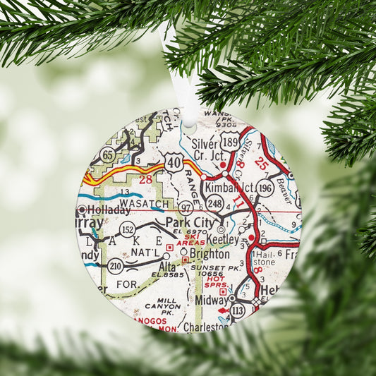 Park City Utah Vintage Map Ornament