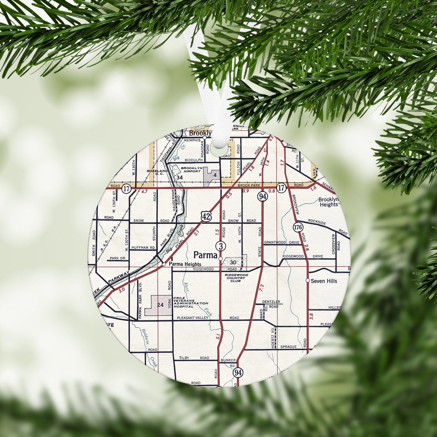 Parma Ohio Vintage Map Ornament