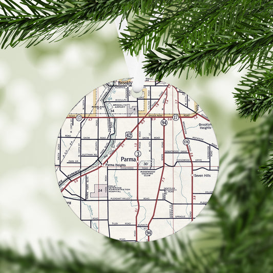 Parma Ohio Vintage Map Ornament