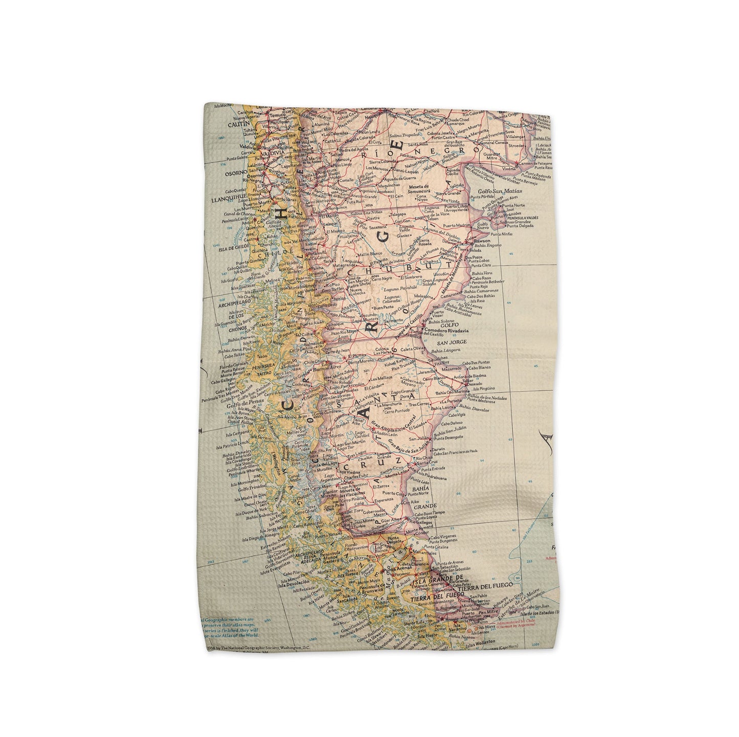 Patagonia Map Tea Towel | Waffle-Weave Kitchen Towel Gift