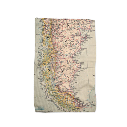 Patagonia Map Tea Towel | Waffle-Weave Kitchen Towel Gift