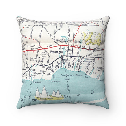 Patchogue New York vintage map pillow