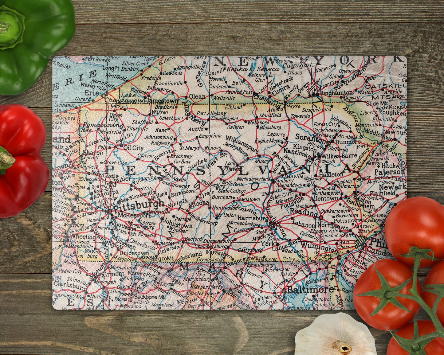 Pennsylvania Map Cutting Board | Travel Gift | Kitchen Decor