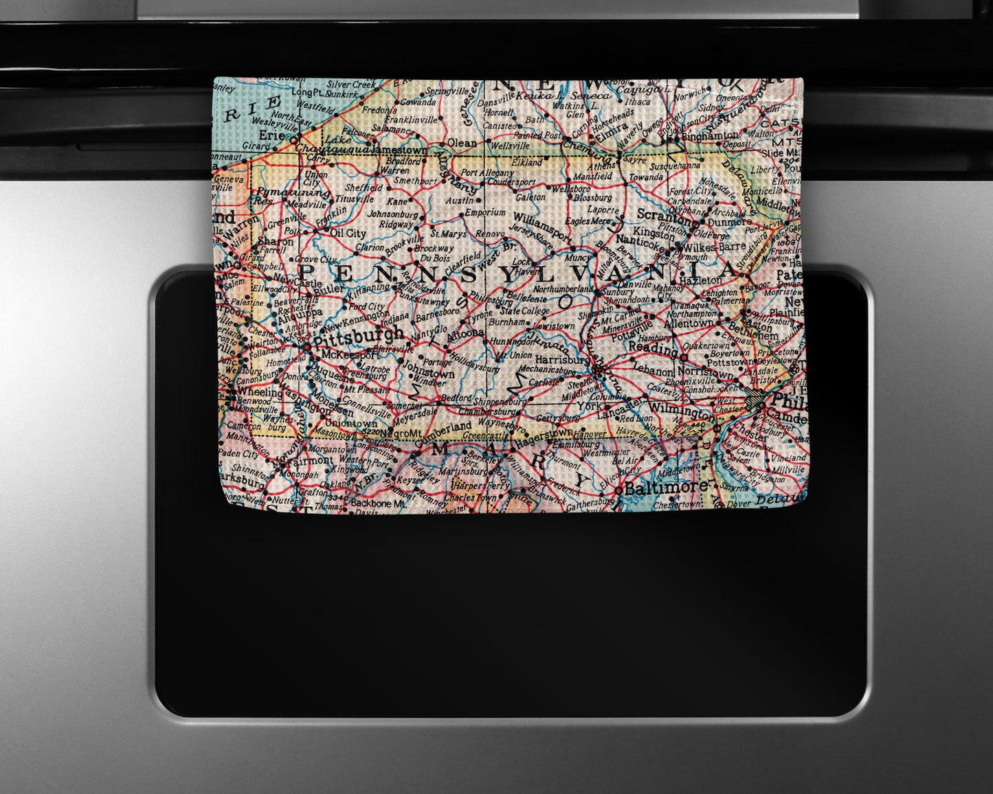 Pennsylvania Map Tea Towel | Waffle-Weave Kitchen Towel Gift