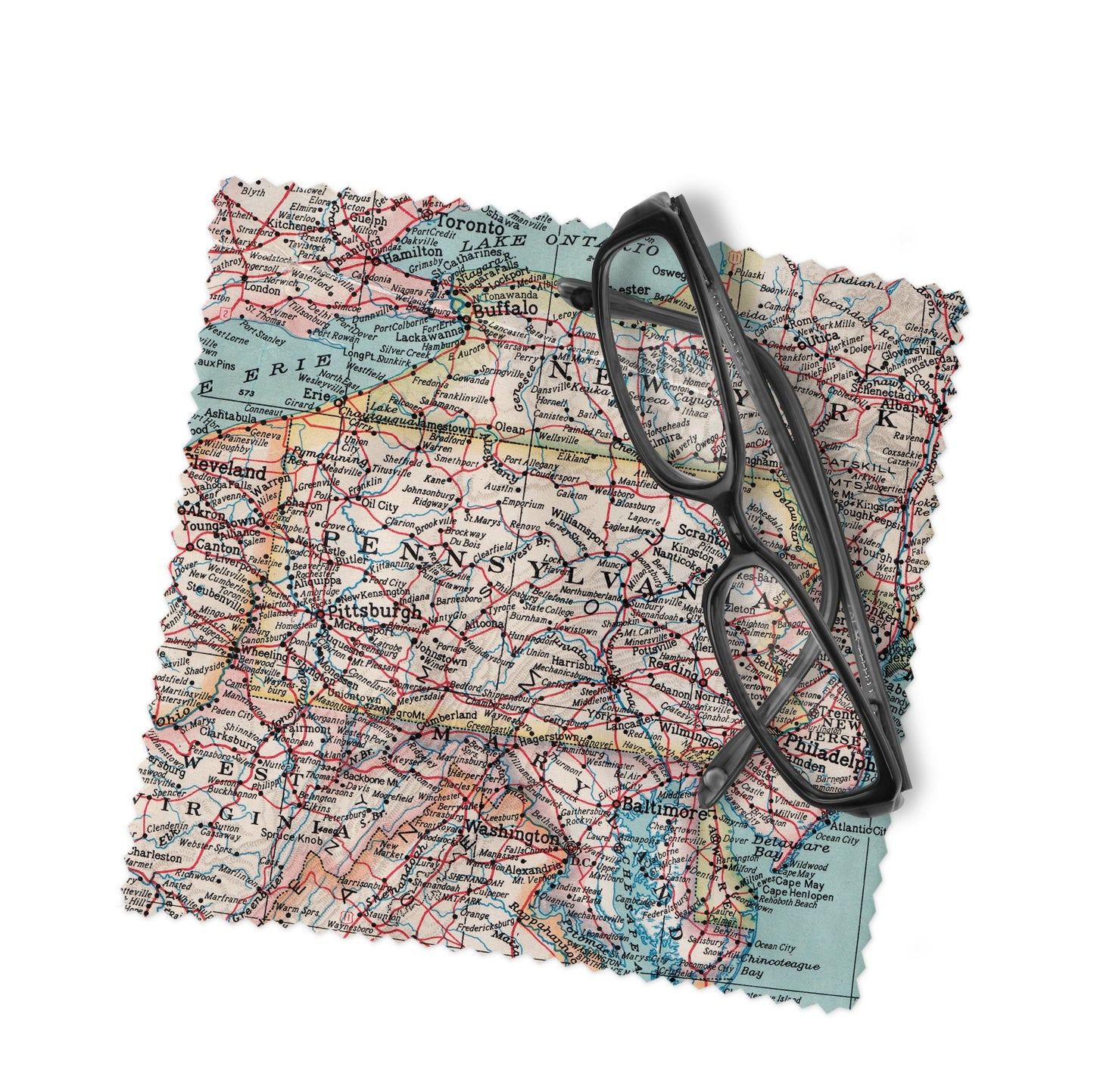 Pennsylvania Map Lens Cloth | Pennsylvania Microfiber Glasses Cleaner | Travel Gift