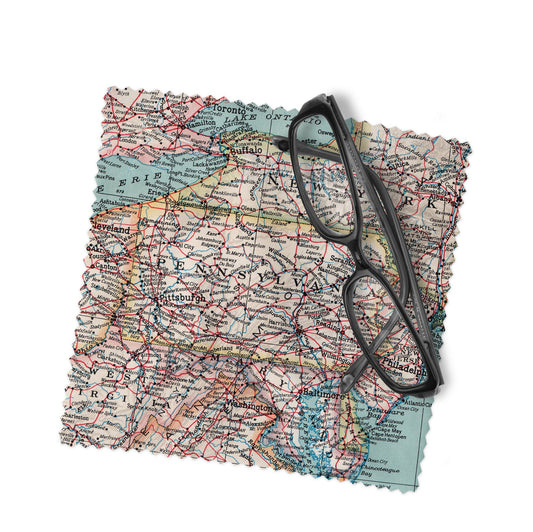 Pennsylvania Map Lens Cloth | Pennsylvania Microfiber Glasses Cleaner | Travel Gift