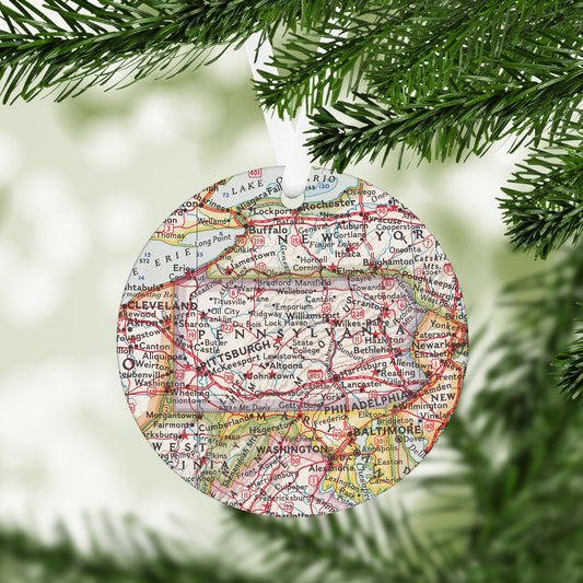 Pennsylvania Vintage Map Ornament