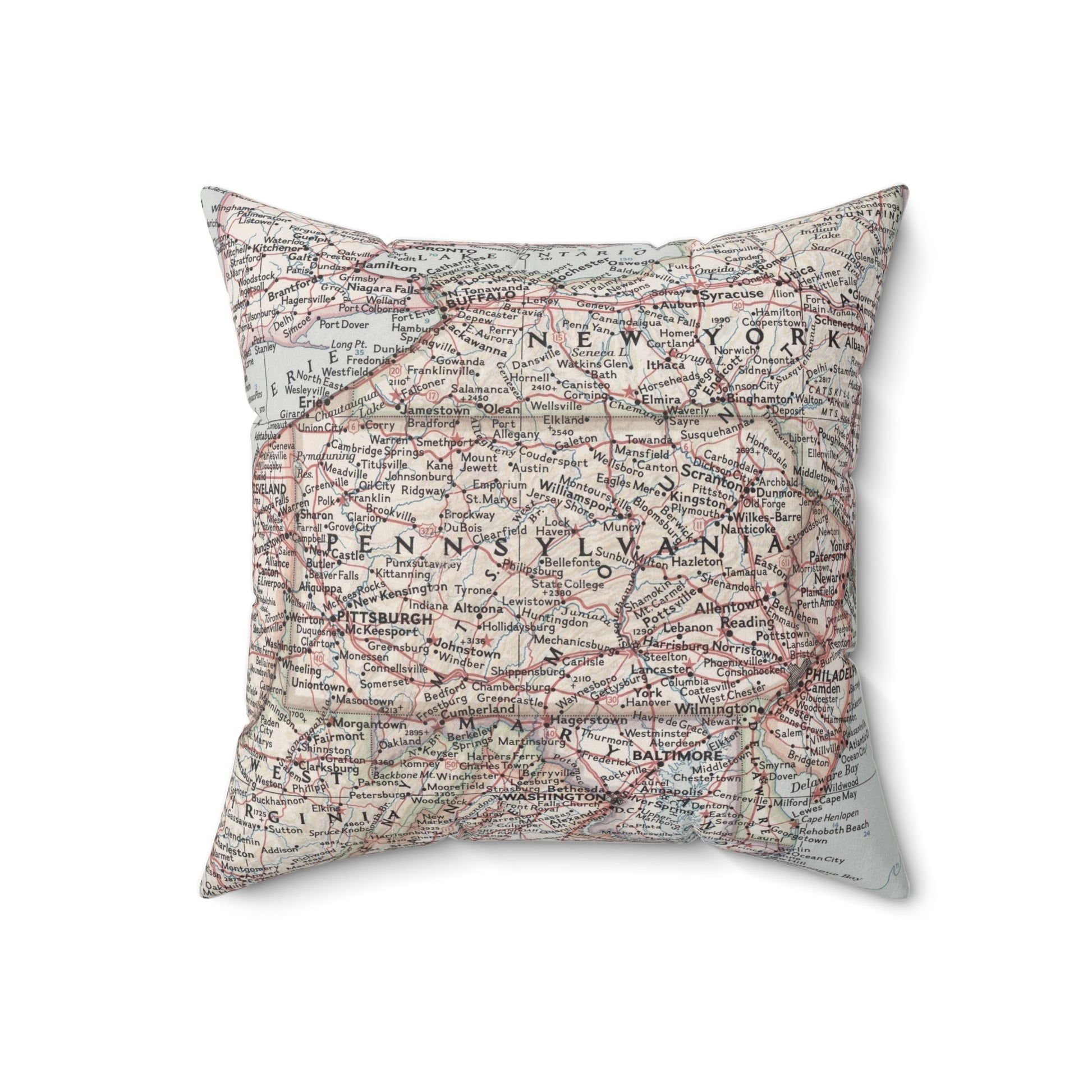 Pennsylvania vintage map pillow