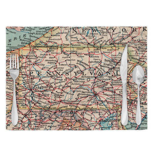 Pennsylvania Vintage Map Placemats Set of 4