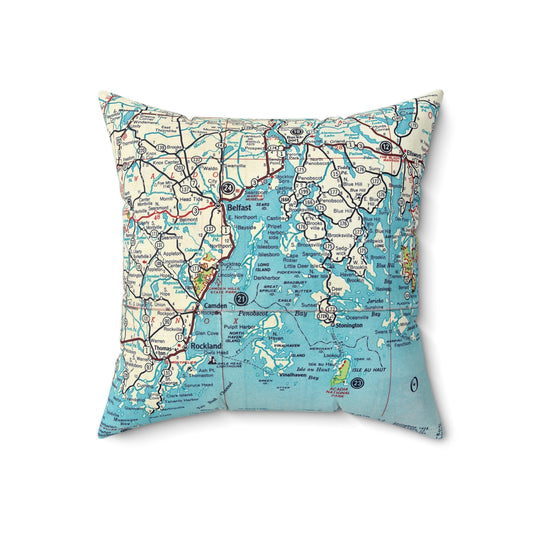 Penobscot Bay Maine vintage map pillow
