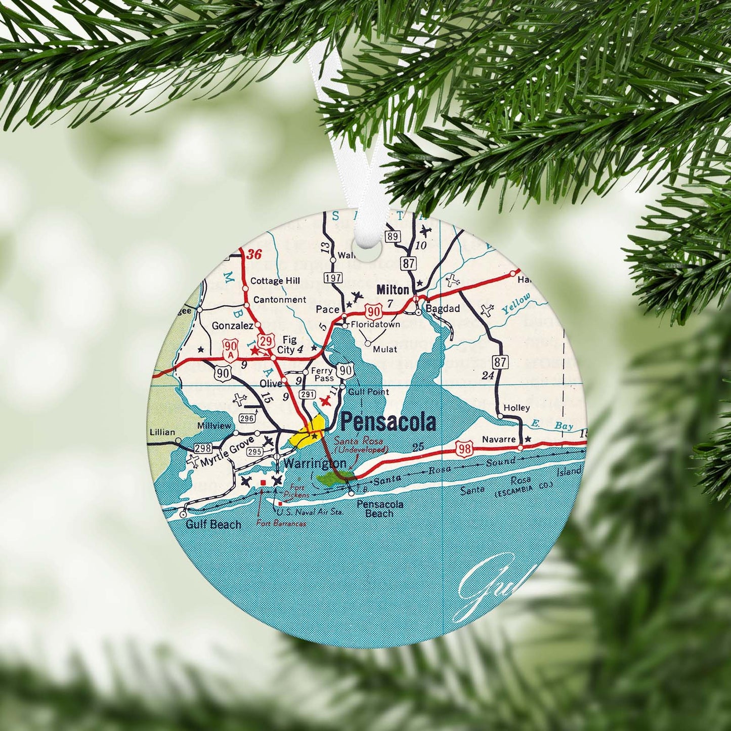 Pensacola Florida Vintage Map Ornament
